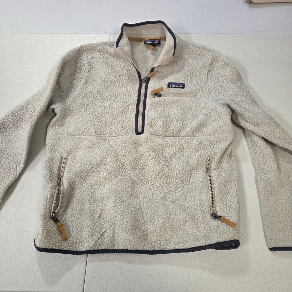 Patagonia Retro Pile Marsupial Pullover Fleece Jacket Tan Pelican Women Medium